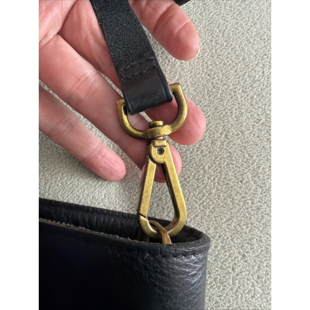 Madewell Black Leather Transport Tote Bag w/Strap Medium Size Zip Top Purse READ - Picture 4 of 8